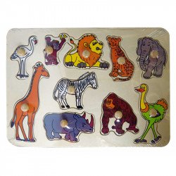 Afrikai állatok 10 darabos fa puzzle Játék Regio