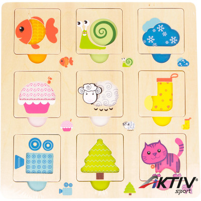 Állatok fa keretes 9 darabos puzzle