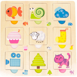 Állatok fa keretes 9 darabos puzzle Játék Regio