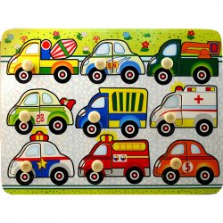 Autók az úton 9 darabos fa puzzle Játék Regio