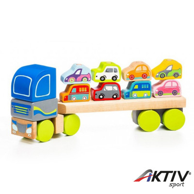 Cubika Fa kamion autószállító utánfutóval 32 cm