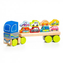 Cubika Fa kamion autószállító utánfutóval 32 cm Játék Cubika