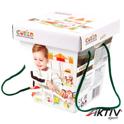 Cubika Fa építőkocka fiúknak 54 darabos készlet