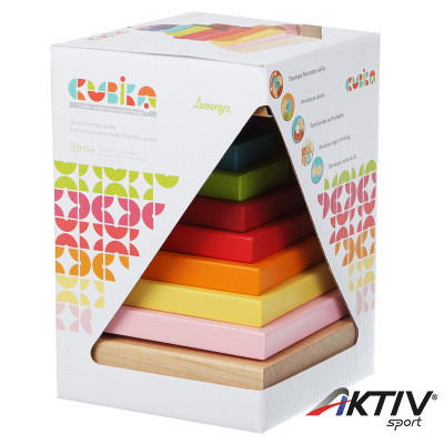Cubika Piramis 9 darabos fa építőjáték