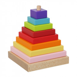 Cubika Piramis 9 darabos fa építőjáték