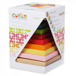 Cubika Piramis 9 darabos fa építőjáték Játék Cubika