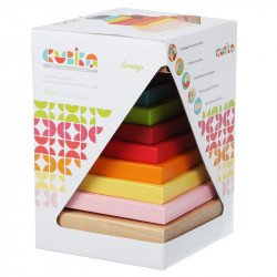 Cubika Piramis 9 darabos fa építőjáték Játék Cubika