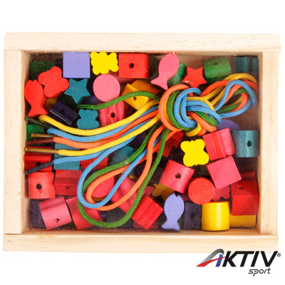 Fa gyöngyfűző készlet dobozban nagy