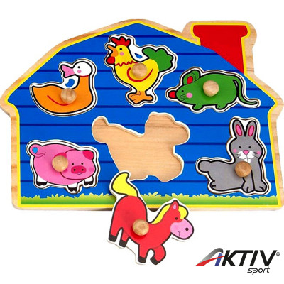 Tanyasi állatok 6 darabos fa puzzle