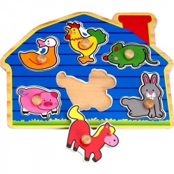 Tanyasi állatok 6 darabos fa puzzle Játék Regio