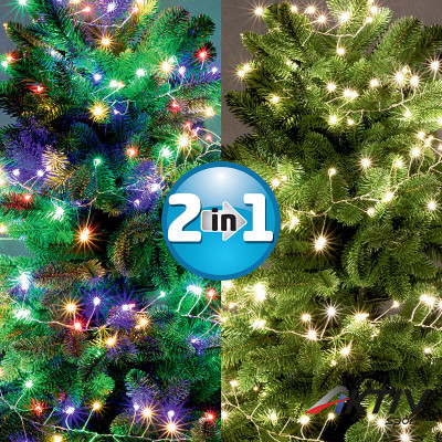 Fényfüzér micro LED 9 m színes, melegfehér