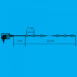 Fényfüzér LED 14 m melegfehér, színes