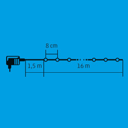Fényfüzér LED 16 m színes