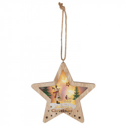 Ablak- ajtódísz fa csillag 13x21x2,2 cm melegfehér Karácsonyi dekoráció home by somogyi