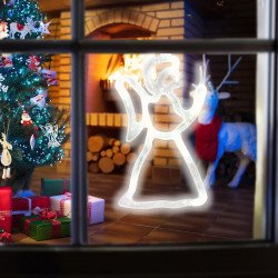 Ablakdísz angyal LED 19 cm melegfehér Karácsonyi dekoráció home by somogyi