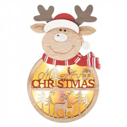 Ablak- ajtódísz rénszarvas fa LED 13x21x2,3 cm melegfehér Karácsonyi dekoráció home by somogyi