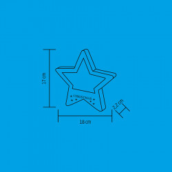 Ablak- ajtódísz csillag fa LED 18x17x2,2 cm melegfehér