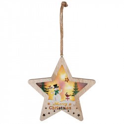 Ablak- ajtódísz csillag fa LED 18x17x2,2 cm melegfehér Karácsonyi dekoráció home by somogyi