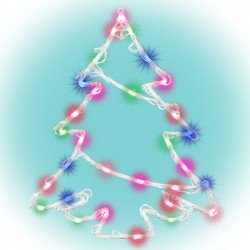 Ablakdísz fenyőfa LED 28x33 cm színes Karácsonyi dekoráció home by somogyi