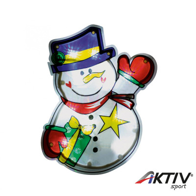 Ablakdísz hóember LED 21x19 cm hidegfehér