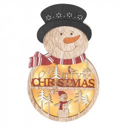 Ablak- ajtódísz fa hóember LED 13x21x2,3 cm melegfehér Karácsonyi dekoráció home by somogyi