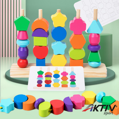 Montessori fűzős fa játék