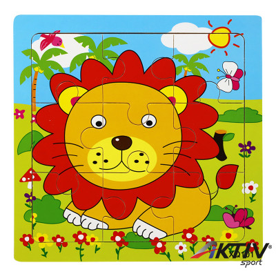 Fa puzzle oroszlános