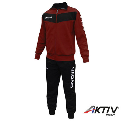 Melegítő szett cipzáras Givova Visa burgundivörös-fekete