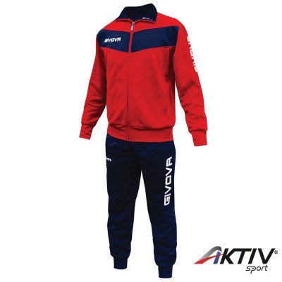 Melegítő szett cipzáras Givova Visa piros-tengerkék