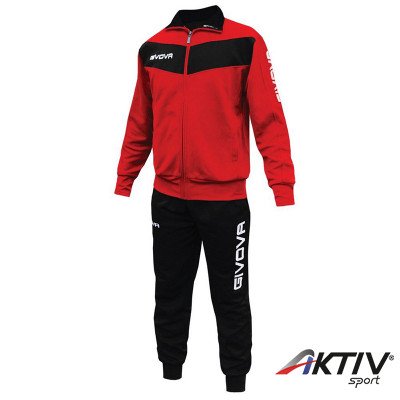 Melegítő szett cipzáras Givova Visa piros-fekete