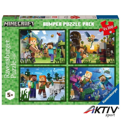 Puzzle Ravensburger 4x100 db Minecraft