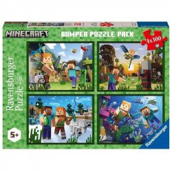 Puzzle Ravensburger 4x100 db Minecraft Puzzle Ravensburger