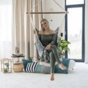 Függőszék állvány nélkül Lindo fehér-szürke