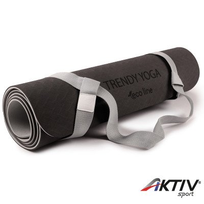 Jógaszőnyeg pánttal Trendy Yogamat Eco-Line 180x60x0,6 cm antracit