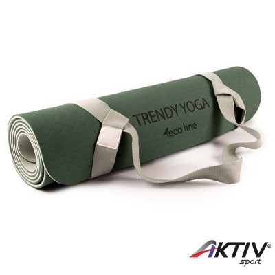 Jógaszőnyeg pánttal Trendy Yogamat Eco-Line 180x60x0,6 cm zöld