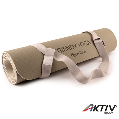 Jógaszőnyeg pánttal Trendy Yogamat Eco-Line 180x60x0,6 cm bézs
