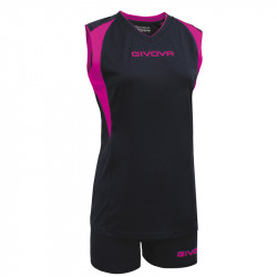 Röplabda mez szett női Givova Spike Ladies fekete-fukszia Röplabda mezek Givova