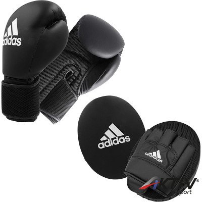 Bokszkesztyű pontütő szett Adidas Kit 2 12 oz fekete