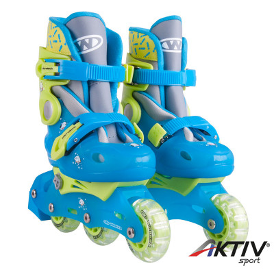 Gyermek görkorcsolya WORKER TriGo Skate LED világító első kerékkel kék 26-29