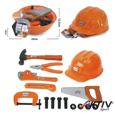 Színes szerszámkészlet sisakkal