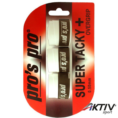 Teniszütő grip Pros Pro Super Tacky Plus fehér 3 db