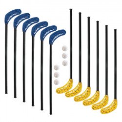 Floorball készlet Poppis 95/108 cm 2x6 ütő 6 labda kül- és beltérre Sportszer Aktivsport