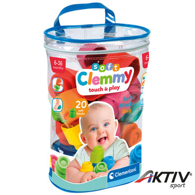 Clemmy 20 db puha építőkocka tárolózsákban
