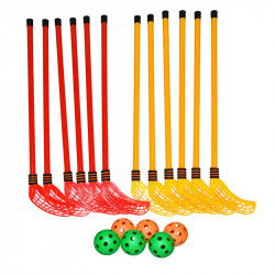 Floorball készlet műanyag 2x6 db ütővel és 6 db labdával Besorolásra vár