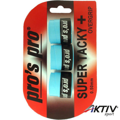 Teniszütő grip Pros Pro Super Tacky Plus kék 3 db