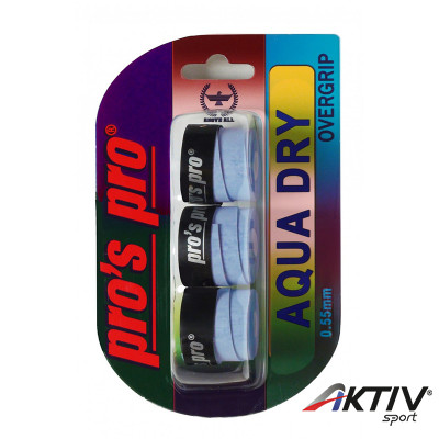 Teniszütő grip Pros Pro Aqua Dry kék 3 db