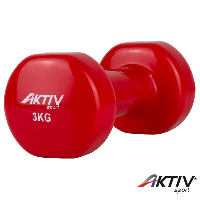Szépséghibás Kézisúlyzó vinyl Aktivsport 3 kg piros