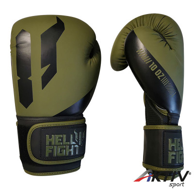 Boxkesztyű Hell Fight 2026 műbőr oliva-fekete