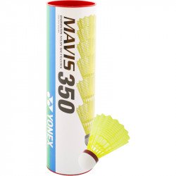 Tollaslabda Yonex, parafa Mavis 350 piros csík, sárga szoknya Tollaslabda