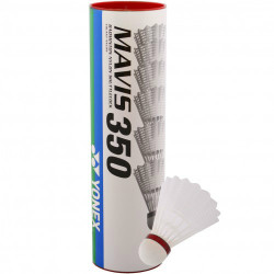 Tollaslabda Yonex, parafa Mavis 350 piros csík, fehér szoknya Tollaslabda